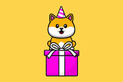 Cute Shiba Inu Dog With Birthday, an Animal Illustration by Artstorystudio (Thumbnail 4 of 4)