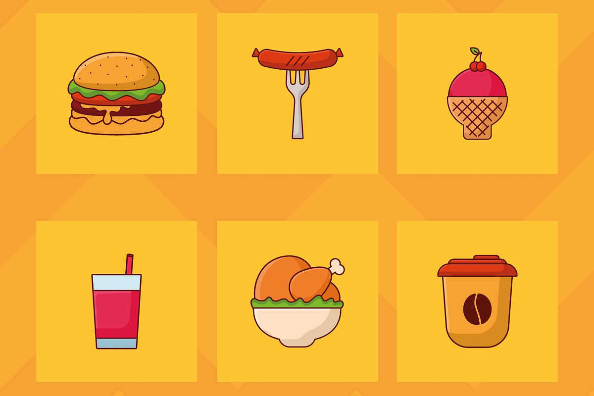Fast Food Icon Set, a Templates & Theme by studiogstock (Photo 2 of 4)