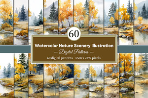 Watercolor Nature Illustration, a Decorative Illustration by Housui Patterns