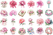 Watercolor Coquette Pink Peony Set, an Illustration by Sublimation Artist (Thumbnail 2 of 6)