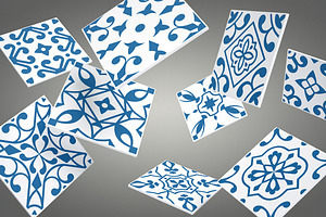 Watercolor/Vector Blue Tile Patterns