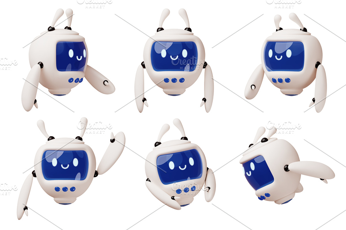 Cartoon 3d robot. Funny bot, a Technology Illustration by YummyBuum