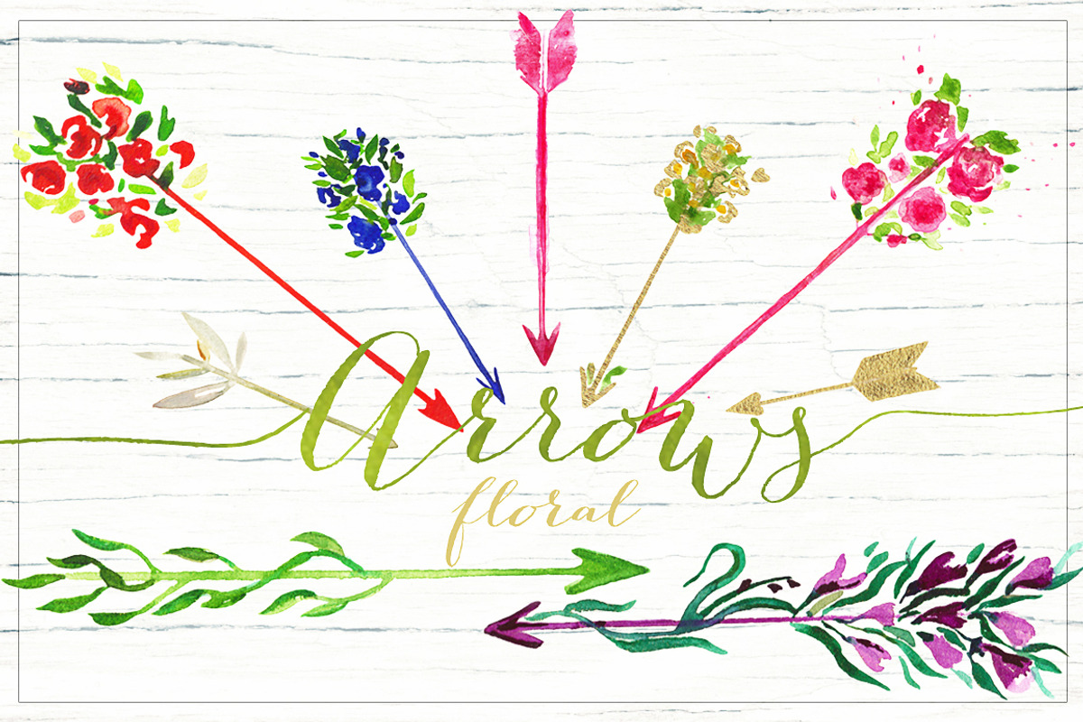 Arrows floral. Valentine clipart., an Illustration by LABFcreations (Photo 1 of 3)