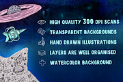 Friendly Space illustrations set, an Illustration by Dmitry_Nekrasov (Thumbnail 2 of 9)