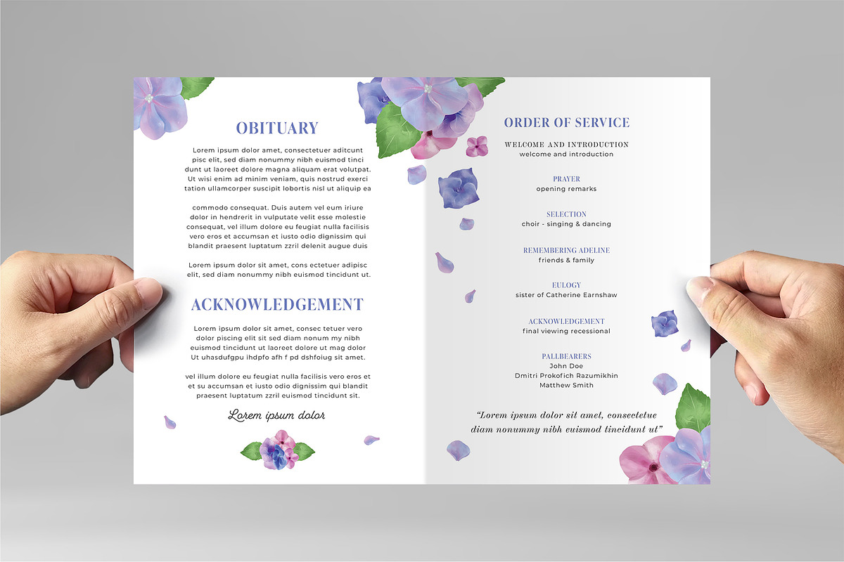 Purple Floral Funeral Program Flyer, a Flyer Template by BrandPacks (Photo 2 of 8)