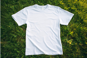 White T-shirt Mock-up Green Grass