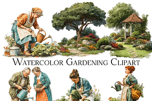 Watercolor Gardening Clipart