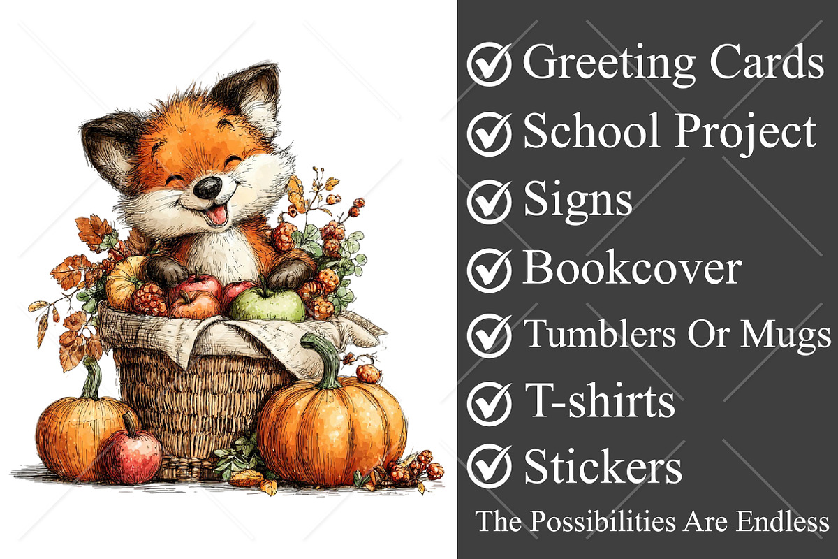 Whimsical Thanksgiving Clipart PNG, a Seasonal Illustration by Canvas Craft (Photo 3 of 10)