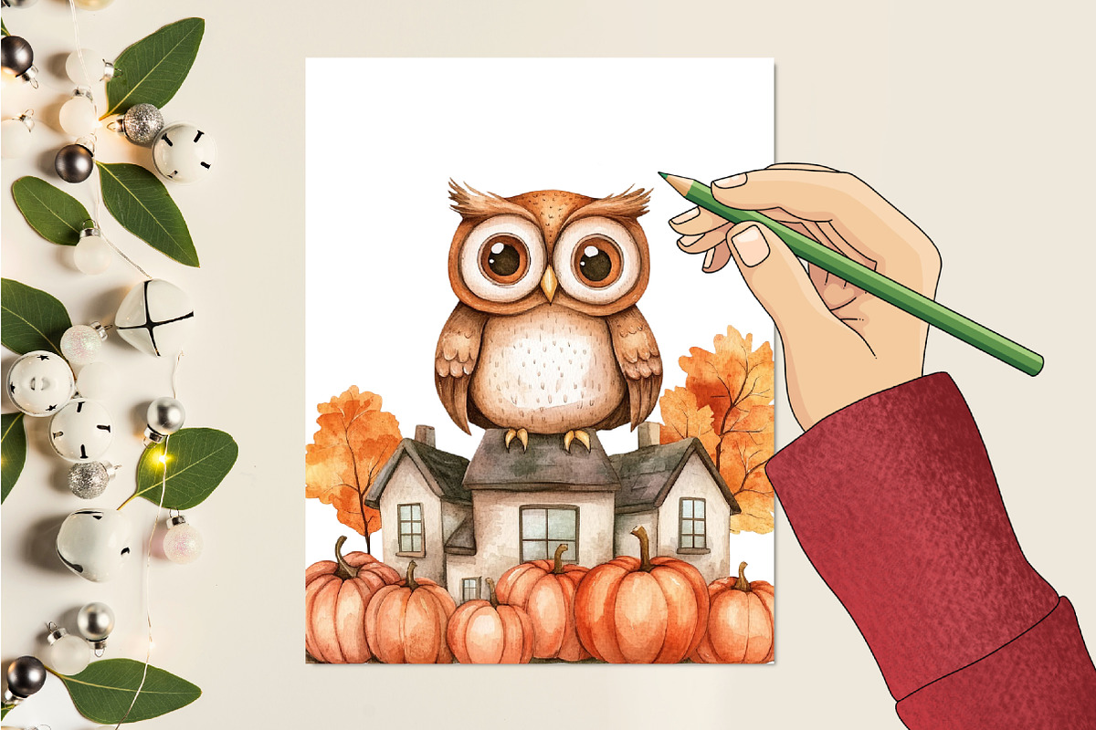 Autumn Owl House Sublimation, an Illustration by CitraGraphics (Photo 4 of 6)