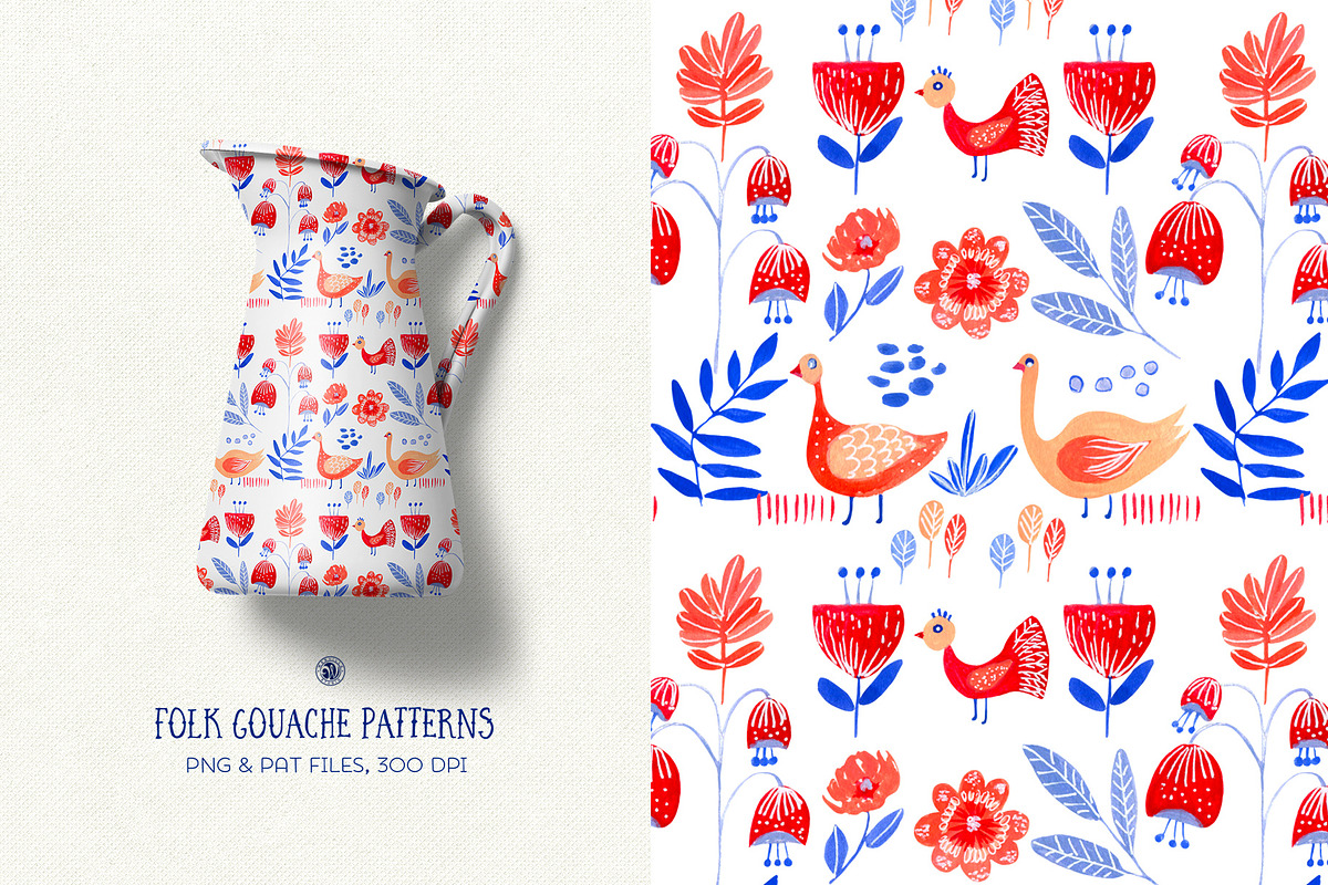 Folk Gouache Patterns, a Pattern Graphic by Webvilla Studio (Photo 3 of 7)