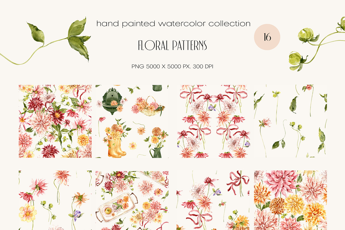 Dahlia Watercolor Collection, a Decorative Illustration by ArtMaslyana (Photo 11 of 15)