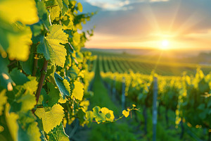 Vineyard trees growing in a rows, a Nature Photo by AlyaAnd