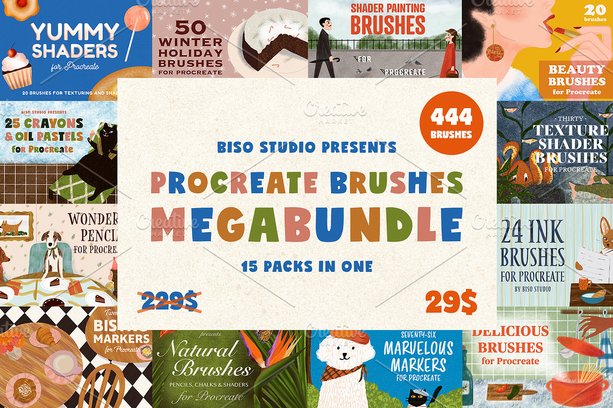Procreate Brushes Megabundle, a Brush Add-On by Biso Studio (Photo 1 of 14)
