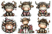 Whimsical Christmas Highland Cow, an Illustration by Pixels.Craft (Thumbnail 4 of 6)