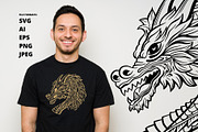 Chinese Dragon SVG Black Outline, an Animal Illustration by ilonitta (Thumbnail 3 of 8)