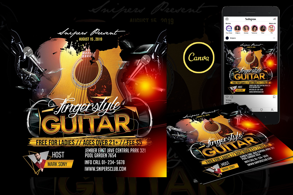 Fingerstyle Guitar Canva Template, a Social Media Template by DreamColor