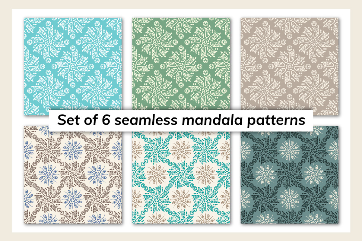 Mandala pattern seamless set of 6, a Pattern Graphic by jelisua88 (Photo 1 of 3)