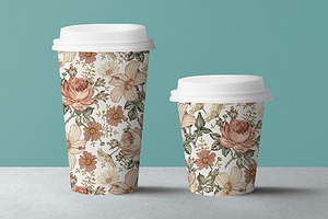 Set Seamless Flowers Roses Hibiscus