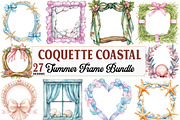 Coquette Coastal Summer Frame Bundle, an Illustration by Watercolor design (Thumbnail 1 of 5)