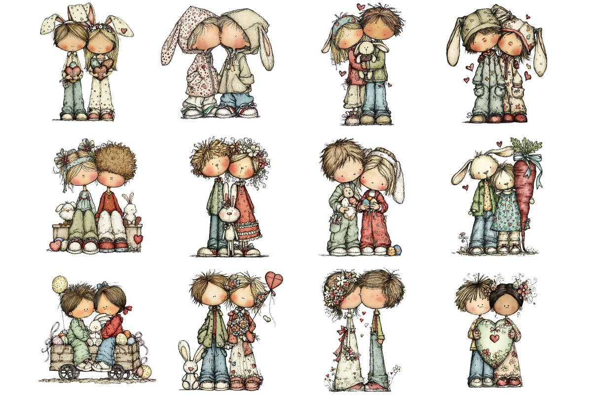 Romantic Easter Couple Clipart, an Illustration by DreamArtGraphic (Photo 4 of 4)