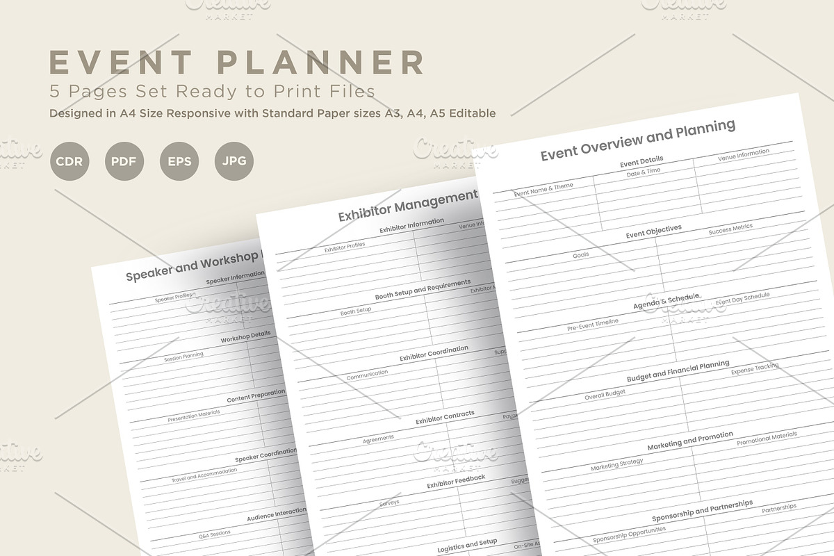 Event Planner Pages Set V-20, a Stationery Template by shahsoft (Photo 1 of 3)