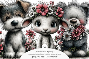 Whimsical spring clipart, an Illustration by SinaCreation