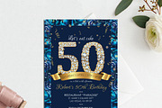 Navy and Gold 50th Birthday Invitе, an Invitation Template by DreamsClipArt (Thumbnail 4 of 4)