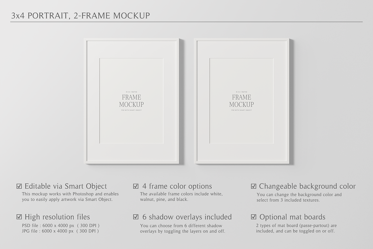 3x4 Portrait, 2 Frame Mockup, a Household Mockup by Lelu Art Design (Photo 6 of 11)