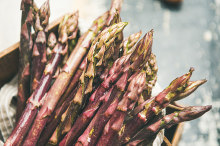 Fresh raw uncooked purple asparagus featuring asparagus, season, and diet, a Food & Drink Photo by Foxys