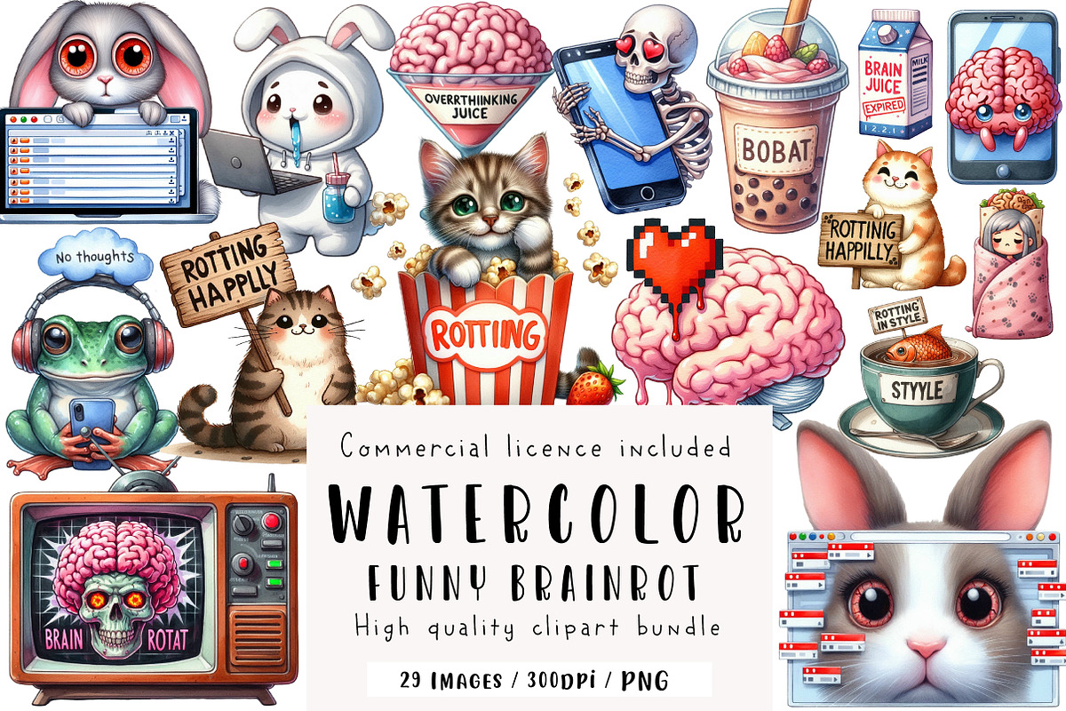 Funny Brainrot Sublimation Clipart, an Illustration by CreationArt (Photo 1 of 5)