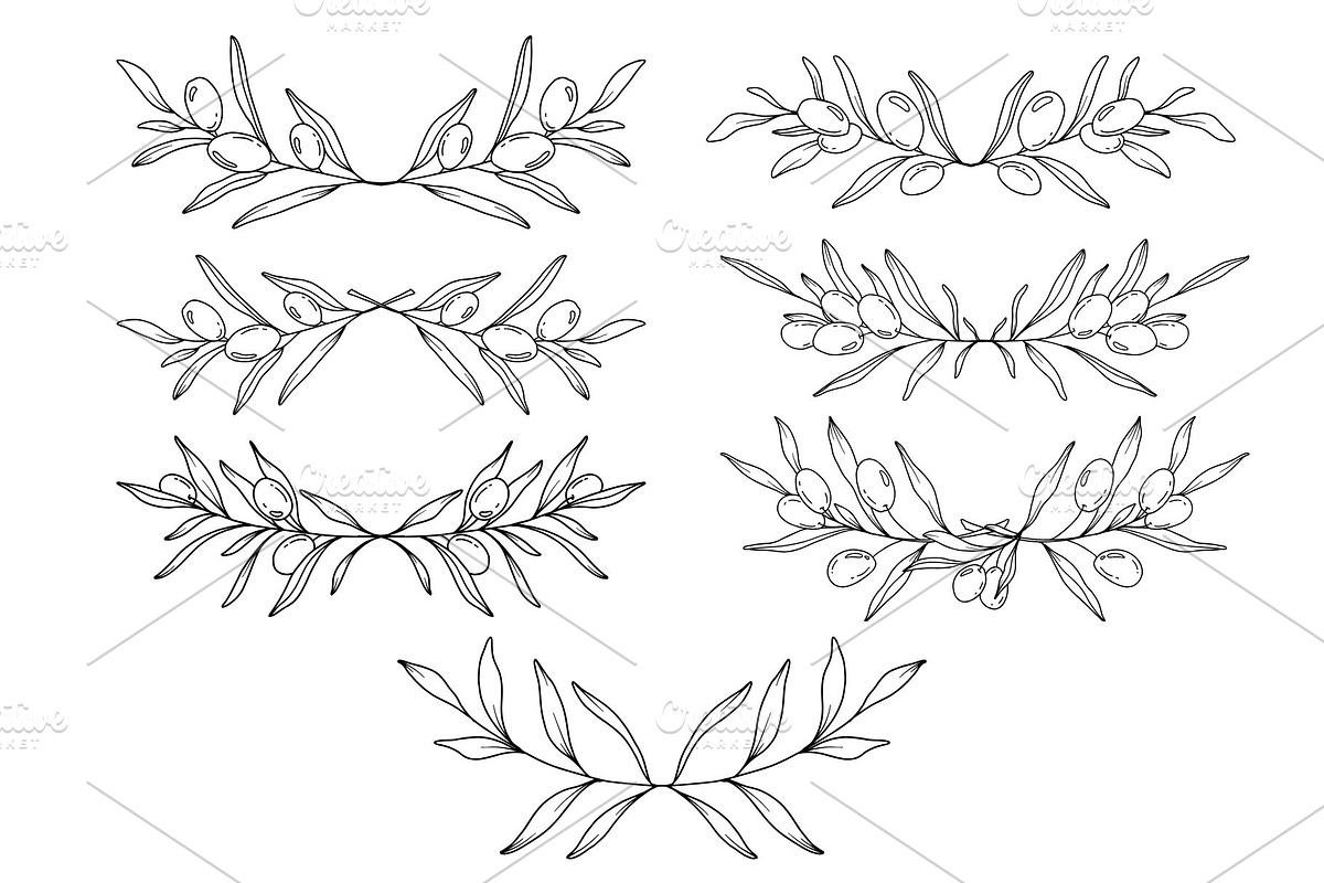 Olive Branch Line Art Clipart SVGs, a Decorative Illustration by Stellalunarts (Photo 8 of 12)