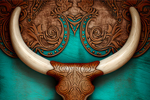 Cowhide Western Turquoise Digital