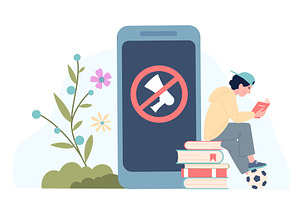 Gadgets offline. Teenage boy turn, an Education Illustration by LadadikArt