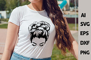 Messy Bun Svg Bundle, Woman Face, a Person Illustration by FancyDesignStudio (Thumbnail 5 of 8)