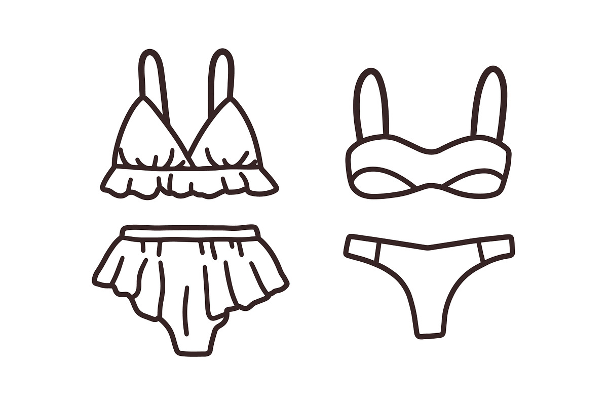 Outline women lingerie underwear set, an Object Illustration by Good Studio (Photo 6 of 9)