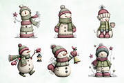 Whimsical Christmas Snowman Clipart, an Illustration by Creative Art (Thumbnail 4 of 8)