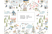 Whimsical Christmas Village pattern, a Pattern Graphic by Milatoo (Thumbnail 2 of 4)