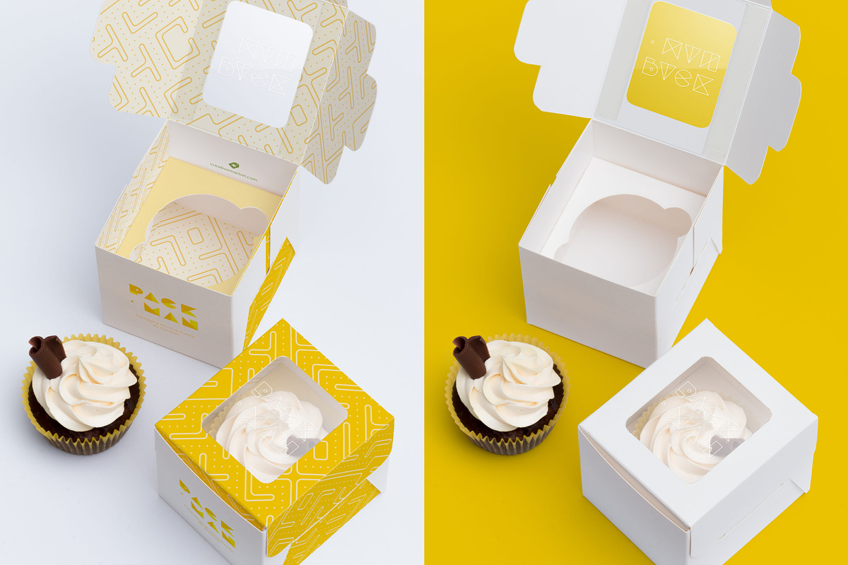 One Cupcake Box Mockup 01, a Cups & Container Mockup by Ktyellow (Photo 2 of 3)