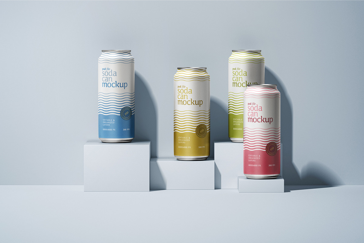 Soda Can Mockup Set, a Cups & Container Mockup by mockupatelier (Photo 5 of 8)