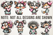 Cute Valentine Companions Watercolor, an Illustration by RobertsArt (Thumbnail 2 of 7)