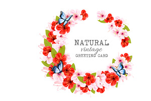 Spring Nature Greeting Card. Vector