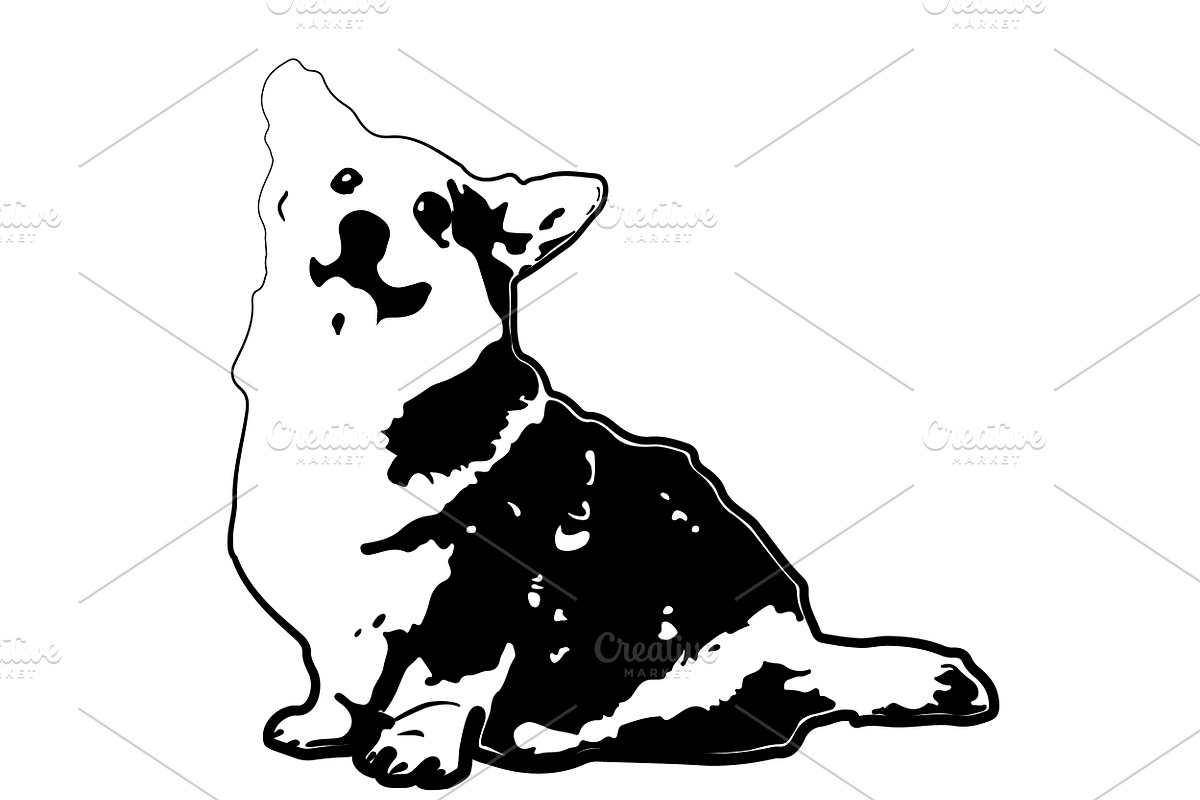 Cute Corgi Dog - black vector svg, an Animal Illustration by Watercolor_Vector Graphic (Photo 4 of 7)