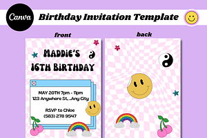 Birthday Invitation for Girl, Retro, an Invitation Template by PLANETSEL