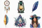 Watercolor Boho Witchcraft Clipart, an Illustration by Craft Nest (Thumbnail 3 of 6)