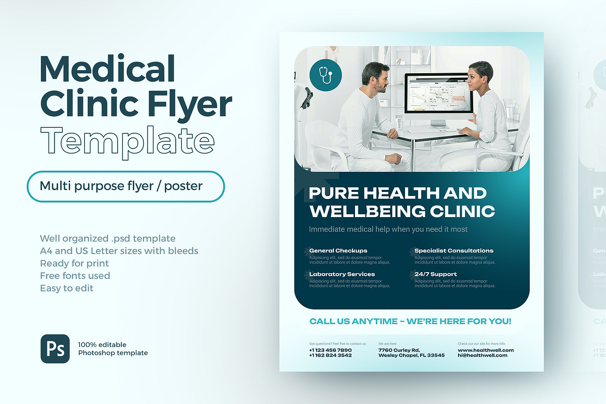 Medical Clinic and Healthcare Flyer, a Flyer Template by vinyljunkie (Photo 1 of 4)