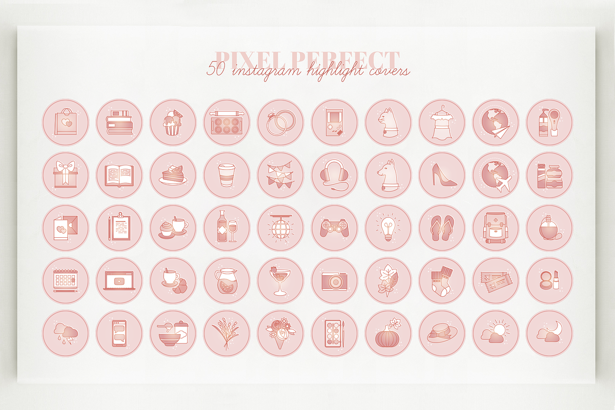 50 Blush Instagram Highlight Covers, a Social Media Template by Moon Starer Studio (Photo 2 of 3)