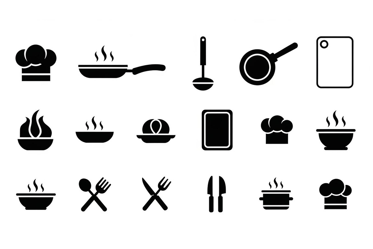 Kitchen Cooking Icon Vector Bundle, an Illustration by jahid234 (Photo 39 of 51)