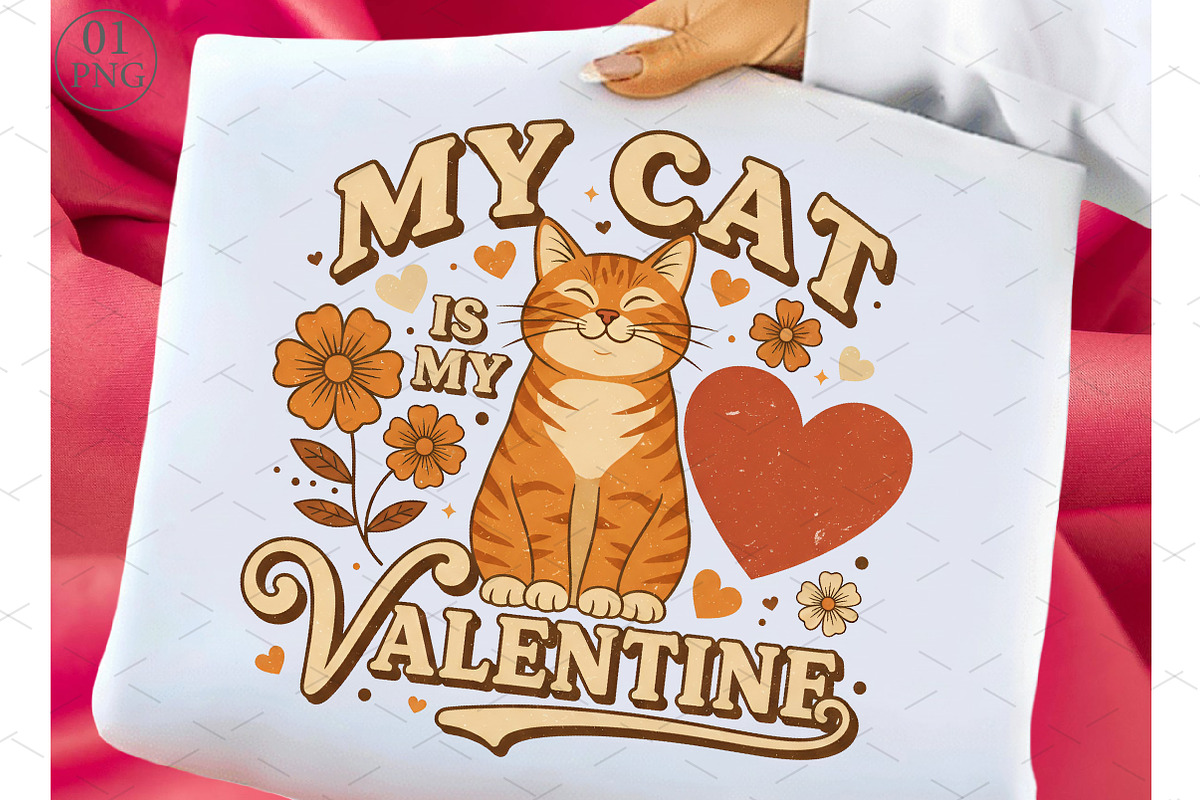 My Cat Is My Valentine Sweatshirt PN, a Graphic by Libby Wishes (Photo 3 of 7)