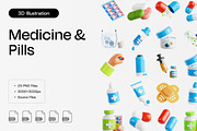 Medicine & Pills 3D Icon Set, an Object 3D Model by Eklip Studio (Thumbnail 1 of 3)
