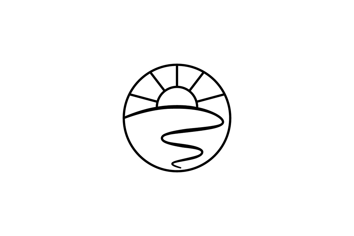 Classic sun field and river logo, a Branding & Logo Template by thetelly